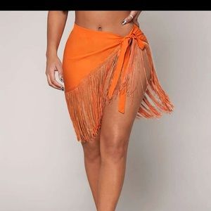Fringe tie up skirt
